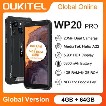 Oukıtel WP20 Pro güçlendirilmiş akıllı telefon Android 12 6300mAh 4GB + 64GB 5.93 