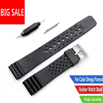 CARLYWET 20mm yüksek kaliteli saat Bandı silikon kauçuk Düz Uç Bilek Casio Omega Panerai Siyah Yedek Watchband