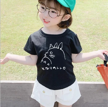 Totoro Anime Baskı Çocuklar Tshirt Moda Yürümeye Başlayan Erkek Kız kısa kollu t-shirt Çocuk Rahat Karikatür Tees Gömlek Kıyafet Kızlar