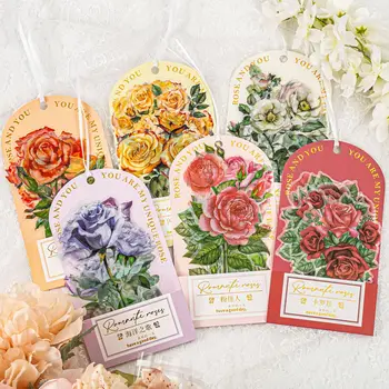 10 adet Yaratıcı Romantik Gül Serisi Dekoratif PVC Çıkartmalar Paketi DIY kuşe kağıt Fotoğraf Albümü Klasik Çiçekler Kırtasiye Çıkartmalar