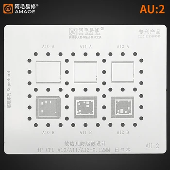 Amaoe AU 1 2 BGA Stencil iPhone A7 A8 A9 A10 A11 A12 CPU RAM Reballing IC Çip Pimleri Teneke Bitki Net Lehim İsı Şablon