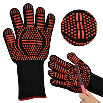 Barbekü eldivenleri yüksek sıcaklık dayanımı fırın eldiveni 500 800 derece yanmaz barbekü ısı yalıtımı mikrodalga fırın eldivenleri