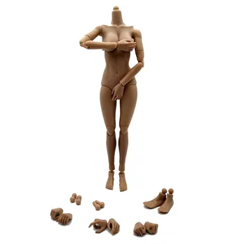 1/6 Ölçekli Kadın Vücut Oyuncak Buğday Cilt Büyük Meme Poz-güçlü 12-inç Action Figure Bebek Boyama Sanat Vücut 27 cm