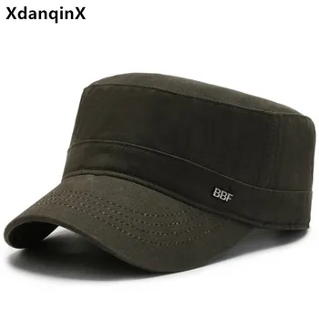 XdanqinX Snapback Kap erkek Düz Kap Yıkanmış Pamuk Donanma Şapka Askeri Şapka Kemik Ayarlanabilir Boyutu Erkekler Basit Rahat Spor Kapaklar