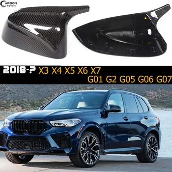 Dikiz aynası Karbon Fiber Yedek Kapı Ayna Kapakları BMW X3 X4 X5 X6 X7 2019 + G01 G02 G05 G06 G07 için değil, M Modelleri