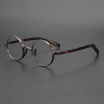 Japonya Saf Titanyum John Lennon Gözlük Erkekler Yuvarlak Gözlük Bilgisayar Miyopi Presbiyopi Gözlük Çerçevesi KMN Gözlük