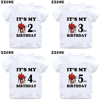 Disney Incredibles 2 Baskı Çocuk Giysileri Bu Benim 1 2 3 4 5 6 7 8 9 Yıl Doğum Günü Erkek Kız T shirt Bebek Çocuk T-shirt
