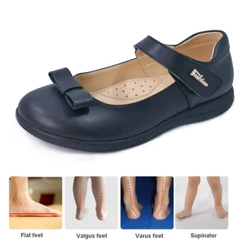 Çocuk rahat ayakkabılar Kızlar Düz Ortopedik Sandalet Çocuklar Gençler İçin Fantezi okul üniforması Sevimli Siyah Deri Patik 7 8 9 Yıl