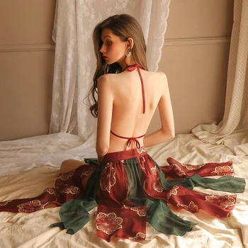 Seksi Dantel Pijama Kadın Seti gece elbisesi Pijama Nedime Gecelik See through Camisolas İç Çamaşırı Uyku Üstleri Yaz 2022