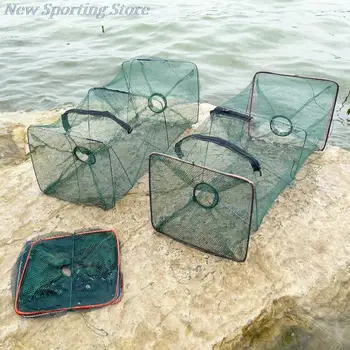 Balık Tuzak Net olta takımı Yengeç Karides Karides Kerevit Istakoz Crawdad Katlanabilir Döküm Net Balıkçılık Kafes Açık