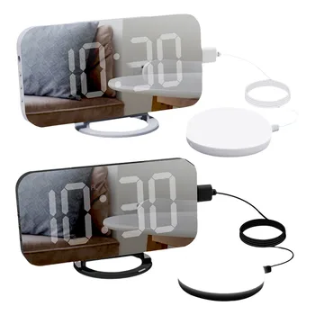 Yüksek sesle Ayna çalar saat USB şarj portu ile Titreşimli Çalkalayıcı Pedi Gece Lambası ile 12/24 Saat Yetişkinler için Seyahat Sağır Çalkalayıcı