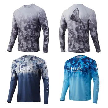 HUK Erkekler Balıkçılık Gömlek Uzun Kollu UV Koruma Profesyonel Spor Yaz Açık Hızlı Kuru Balıkçılık Kıyafetleri Pesca Camiseta