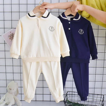 Çocuk Giysileri Sonbahar Erkek Uzun Kollu 1 2 3 4 Yıl Bebek Kazak Kazak + Pantolon 2 Adet Setleri Toddler Rahat Spor Kıyafetler