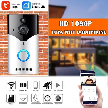 Tuya Akıllı Video Kapı Zili HD 1080P WiFi diyafon İnterkom Monitör Gece Görüş İki yönlü Ses ev güvenlik kamerası Monitör