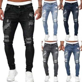 Yırtık Skinny Jeans İnce kalem pantolon Rahat Biker Pantolon Sokak Yüksek Kalite Moda Sıkıntılı Kot