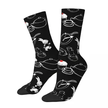 Komik Mutlu erkek Çorapları Cheshire Kedi Desen Vintage Harajuku Sokak Stili Yenilik Casual Ekip Çılgın Çorap Hediye Desen Baskılı