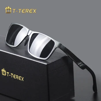 T-TEREX Güneş Gözlüğü Erkekler Polarize Parlama Önleyici Lens UV400 Alüminyum Magnezyum Kare Çerçeve Spor güneş gözlüğü Sürüş Balıkçılık İçin