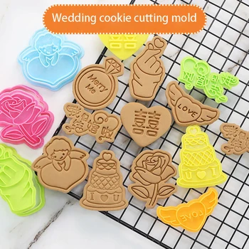 Düğün Sevgililer Karikatür kurabiye kesici Kalıp 3D Fondan Kek Kalıp bisküvi kek Dekorasyon Araçları