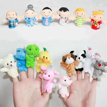 10 ADET Sevimli Karikatür Biyolojik Hayvan parmak kuklası peluş oyuncaklar Çocuk Bebek Favor Bebekler Hikaye Anlatmak Sahne Erkek Kız parmak kuklası s