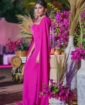Zarif Uzun Kare Yaka Abiye Pelerin Kılıf Kat Uzunluk Fermuar Robe De Mariée Parti Kıyafeti Kadınlar İçin