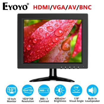 Eyoyo 10 inç IPS HDMI 1024x768 CCTV Güvenlik Monitör HDMI Küçük TV bilgisayar ekranı PC için LCD Ekran 4:3 BNC HDMI VGA AV