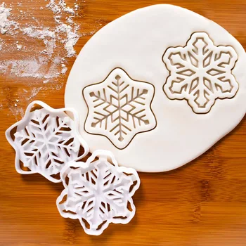 Yeni Noel Kar Tanesi kurabiye kalıbı Yeni Yıl Çiçek Desen Çerez Embosser Kalıp Fondan Kek Dekorasyon Araçları Pişirme Malzemeleri