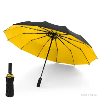 Rüzgar geçirmez Çift Katmanlı Otomatik Şemsiye Şerit Yağmur Rüzgara Dayanıklı Gezisi Güneş Ters 12 Kaburga katlanır şemsiyeler UV Lüks Şemsiye