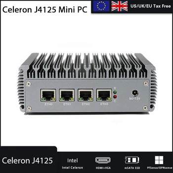 4xı225 Celeron N5105 Fansız Mini PC 4 Intel 2.5 G LAN Anahtarı HDMI VGA PfSense Güvenlik Duvarı Aletleri Nıc Yönlendirici Sunucu ESXI SIM Kart