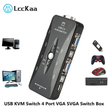 LccKaa USB KVM Anahtarı 4 Port VGA SVGA Anahtarı Kutusu USB 2.0 KVM Fare Switcher Klavye 1920 * 1440 Vga Splitter Kutusu Paylaşımı Anahtarı