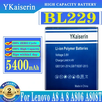 YKaiserin Yeni 5400 mAh BL 229 BL229 lenovo için batarya A8 A806 A808T Yüksek Kaliteli Cep Telefonu Yedek Bateria + Parça No