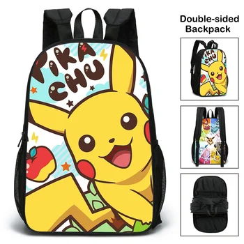 17 İnç Pokemon Pikachu Çift Taraflı okul çantası Erkek Kişiselleştirilmiş Kül Ketchum Sırt Çantası Tedarikçisi Çocuk Karikatür omuzdan askili çanta