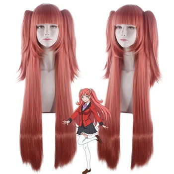 Anime KAKEGURUİ Yumemite Yumemi Uzun Peruk Cosplay Peruk Rol Oynamak Karpuz Kırmızı Renk 100 cm