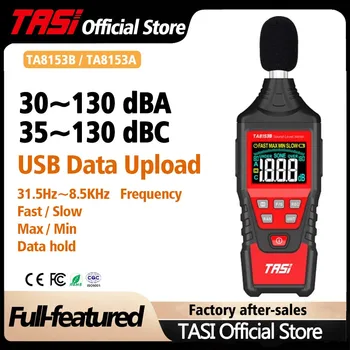 TASI TA8153B Dijital Ses Seviyesi Ölçer Gürültü Desibel Ölçüm Ölçer LCD Renkli Ekran Aralığı 30 - 130dB USB Veri Bağlantısı
