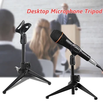 Katlanabilir Masaüstü Mikrofon tripod standı Tutucu ile Mikrofon Klip Toplantılar için Canlı Ses Mikrofon Klip Masa Montaj Kelepçesi