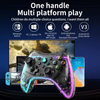 Oyun Denetleyicisi Android PC İçin Anahtarı PS3 PS4 Bluetooth Oyun Kolu RGB ışık kablosuz oyun kolu Şeffaf Kabuk Gamepad