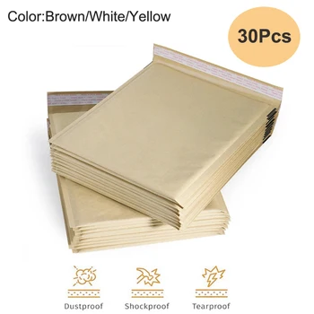 Hysen 30 Adet Doğal Kahverengi kabarcıklı postalar Kraft Kağıt Yastık Yastıklı Zarflar sevkiyat poşetleri Kabuğu ve Mühür Posta