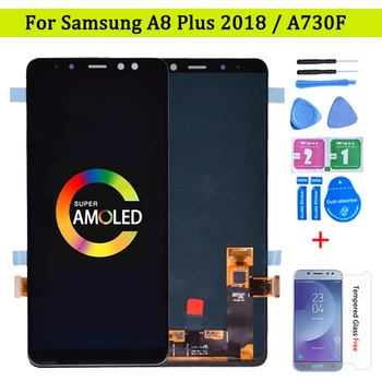 Süper Amoled Samsung Galaxy A8 artı A730 A730F lcd ekran dokunmatik ekranlı sayısallaştırıcı grup Galaxy A8 + 2018 Duos