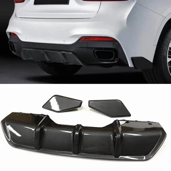 Araba Arka Tampon Difüzör Dudak ve Yan Kalıplama Splitter Kapağı Trim İçin BMW X6 F16 2015-2018 Karbon Fiber Bak Araba Spoiler Plaka