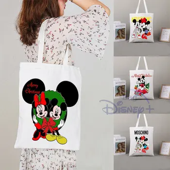 Disney Mickey omuzdan askili çanta Tuval Tote Kadınlar için Alışveriş 2022 Yeni Lüks Çanta Alışveriş Baskılı Çanta Kumaş Yeniden Kullanılabilir Çanta
