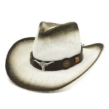 Batı kovboy şapkası Erkekler Kadınlar için yazlık şapkalar plaj şapkası balıkçı şapkası Açık Dokuma şapka erkekler moda şapkaları kap şapka