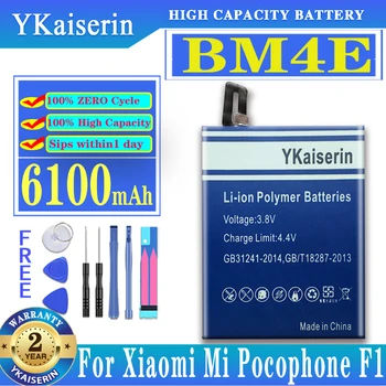 Orijinal YKaiserin Xiao mi BM4E Telefonu Pil için Xiaomi mi Pocofone Poco F1 6100mAh Yedek Piller Ücretsiz Araçlar