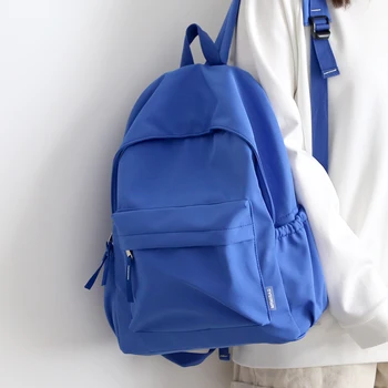 Kadın Küçük Taze Naylon Sırt çantası Kadın Teenanger Kızlar için düz Renk Okulu Sırt çantası İki Boyutları Schoolbag Seyahat Omuz Çanta