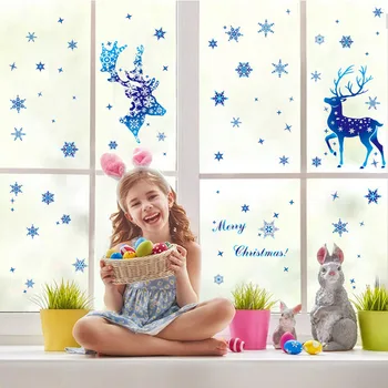 Elk Elektrostatik Cam Çıkartmaları Merry Christmas ev pencere dekorasyonu cam kapi Sticker 2023 Yılbaşı Gecesi Odası Süsleme