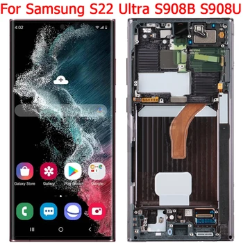 Yeni Orijinal Samsung Galaxy S22 Ultra 5G Çerçeve İle LCD Ekran 6.8