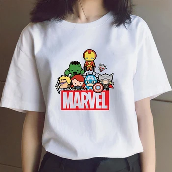 Yeni Avengers T Shirt Kadın Marvel Örümcek Adam Kawaii Baskı Süper Kahraman Vintage Rahat Moda T-shirt Beyaz Unisex Tees Giysileri