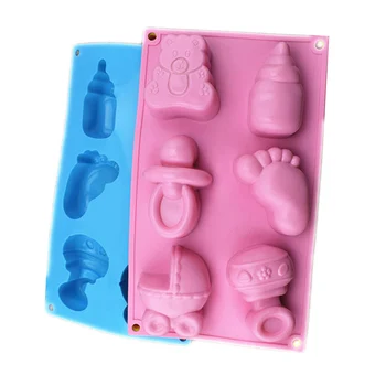6 Delik Bebek Ayak Arabası Şişe Epoksi Sakız Kalıp Kek Dekorasyon Aracı 3D Oyuncak Silikon Çikolata Şeker Jöle Yaratıcı DIY SQ0107