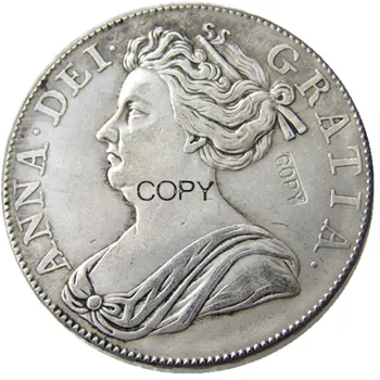 Birleşik Krallık 1708 1 Taç Anne Gümüş Kaplama Kopya Para Mektup Kenar