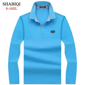 SHABIQI Yeni Marka erkek Katı Uzun Kollu POLO GÖMLEK Erkekler Sonbahar Tam Kollu Sıcak Gömlek Casual Nakış Üstleri Artı Boyutu S-10XL