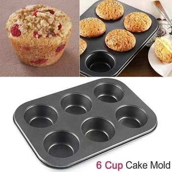 6 Bardak DIY Kek Pişirme Tepsisi Araçları yapışmaz Çelik Kalıp Yumurta Tart pişirme tepsisi Çanak Muffin Kek Kalıbı Yuvarlak Bisküvi Tava