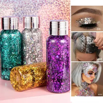 Göz Glitter Tırnak Saç Vücut Yüz Çıkartmalar Jel Sanat Sequins Makyaj Glitters Rhinestone Parti Dekorasyon Jel Elmas Takı S1C9